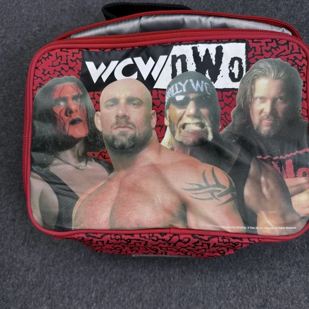 WCW nWo Wrestling Lunch Box Bag 1990s Red STING Goldberg Nash